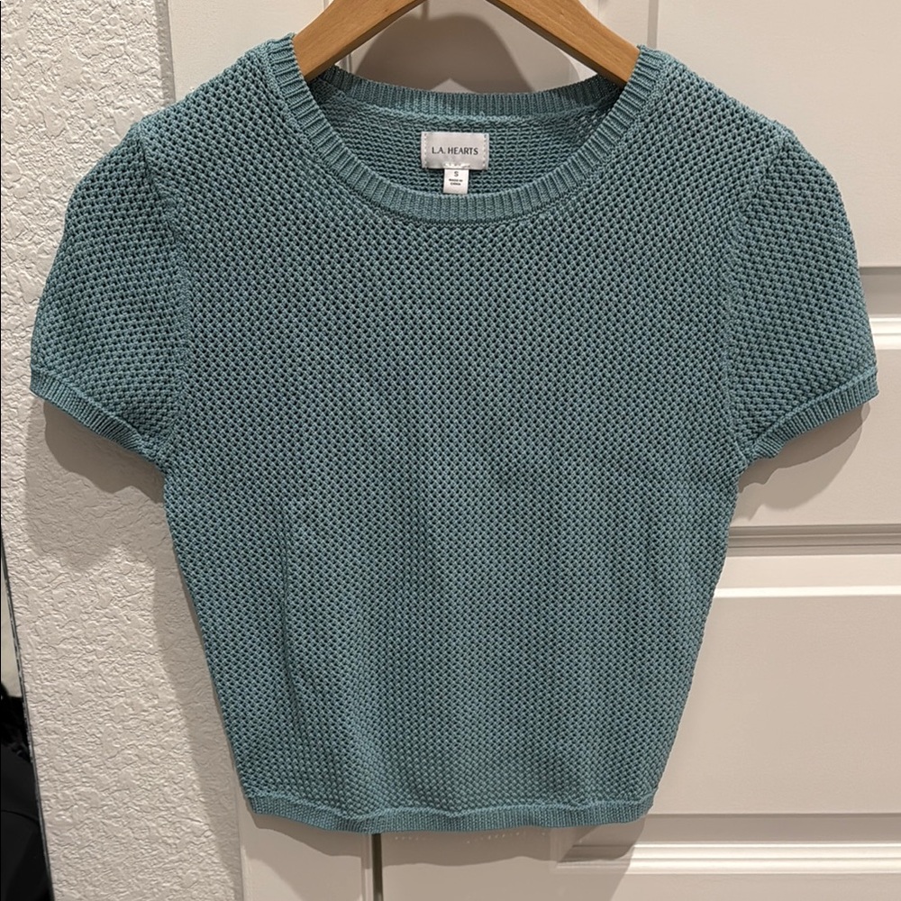 La Hearts Teal Knit Women's Top